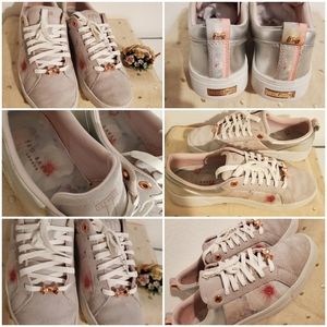 TED BAKER LONDON FUSHAR Metallic FLORAL SNEAKER TRAINER SIZE-8